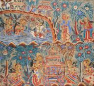 A PAINTED CLOTH NARRATIVE HANGING, BALI, INDONESIA, 20TH CENTURY