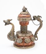A COPPER AND BRASS TEAPOT, TIBET, 20TH CENTURY