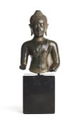 A LAN NA BRONZE BUST OF BUDDHA, THAILAND, 15TH/16TH CENTURY