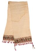 AN OTTOMAN SILK AND SILVER FOIL EMBROIDERED TOWEL, WESTERN ANATOLIA OR BALKANS, 19TH CENTURY