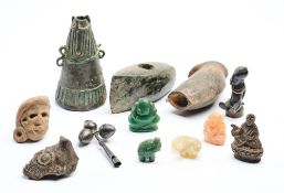 A COLLECTION OF METAL, STONE AND TERRACOTTA OBJECTS, MOSTLY 19TH CENTURY