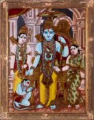 A REVERSE GLASS PAINTING OF RAMA, TANJORE (THANJAVUR), SOUTH INDIA, CIRCA 1900