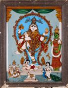 A REVERSE GLASS PAINTING OF SIVA NATARAJA, TANJORE (THANJAVUR), SOUTH INDIA, CIRCA 1900