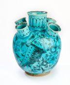 A QAJAR TURQUOISE GLAZED FLOWER VASE, PERSIA, 19TH CENTURY