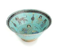 A 'MINAI' TURQUOISE GLAZED BOWL, PERSIA, CIRCA 1200