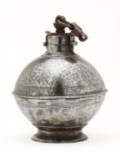 A SOUTH INDIAN BALL-SHAPED FLASK, LATE 18TH CENTURY, POSSIBLY MYSORE, KARNATAKA