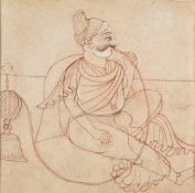 A DRAWING OF AN INDIAN COURTIER, RAJASTHAN, INDIA, 19TH CENTURY