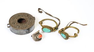 A GROUP OF TIBETAN METAL OBJECTS, 19TH CENTURY