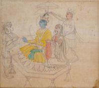 A DRAWING OF KRISHNA, POSSIBLY GULER, PAHARI, NORTH INDIA, EARLY 19TH CENTURY