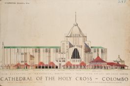 FIVE PLAN AND ELEVATION DRAWINGS FOR PROPOSED HOLY CROSS CATHEDRAL, COLOMBO, 1947