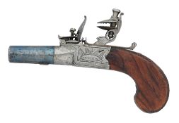 A 100 BORE FLINTLOCK BOX-LOCK POCKET PISTOL BY H NEW, LONDON, CIRCA 1820