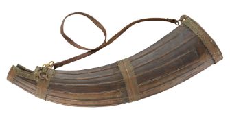 A LARGE HIMALAYAN HORN FLASK, 19TH CENTURY, PROBABLY TIBET