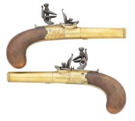 A PAIR OF FLINTLOCK BOX-LOCK POCKET PISTOLS INSCRIBED NOCK, LONDON