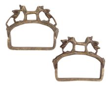 A PAIR OF NORTH INDIAN COPPER ALLOY STIRRUPS (RAKAB), 19TH CENTURY, PROBABALY RAJASTHAN