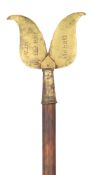 AN INDIAN BRASS STAFF HEAD, 19TH CENTURY