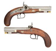 A PAIR OF 40 BORE PERCUSSION TRAVELLING PISTOLS, SIGNED D.EGG, BIRMINGHAM PROOF MARKS, CIRCA 1850