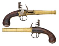 A PAIR OF FLINTLOCK 25 BORE TURN-OFF PISTOLS BY RIMES, LONDON, CIRCA 1760