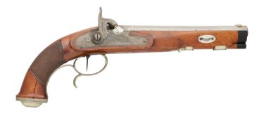 A SAXON 80 BORE PERCUSSION TARGET PISTOL, BY G. & W. PISTOR IN SCHMALKALDEN, NO. 3387, DATED 1832