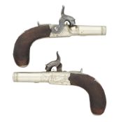 A PAIR OF PERCUSSION BOX-LOCK POCKET PISTOLS OF SMALL BORE, SIGNED MERRY, CIRCA 1835
