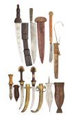 SEVEN VARIOUS EDGED WEAPONS, MOSTLY NORTH AFRICAN, 19TH CENTURY