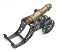 A SMALL INDIAN BRONZE CANNON, 19TH CENTURY OR LATER