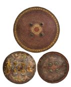 THREE INDIAN HIDE SHIELDS (DHAL), 19TH CENTURY
