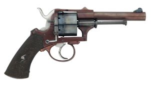 A LIEGE MEYERS PATENT 54 BORE PIN-FIRE SIX-SHOT REVOLVER RETAILED BY W. SOMNERS, LIVERPOOL,