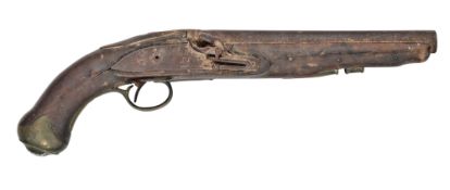 AN 18 BORE FLINTLOCK MILITARY PISTOL, EARLY 19TH CENTURY