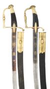 TWO FRENCH NAPOLEONIC INFANTRY OFFICER’S SABRES, EARLY 19TH CENTURY