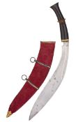 A NEPALESE SILVER-GILT MOUNTED KUKRI, 19TH CENTURY