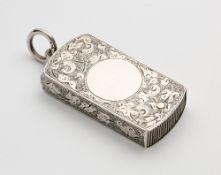 A VICTORIAN SILVER VESTA CASE, S. MORDAN & CO., LONDON, 1883
