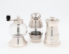 THREE VICTORIAN SILVER PEPPER MILLS
