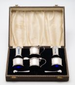 A CASED GEORGE VI SILVER SIX-PIECE CONDIMENT SET, WILLIAM SUCKLING LTD., BIRMINGHAM, 1940-45