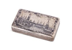 A RUSSIAN PARCEL-GILT-SILVER AND NIELLO SNUFF BOX, MAKER'S MARK INDECIPHERABLE, MOSCOW, 1839