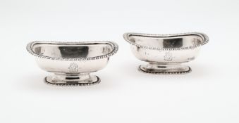 A PAIR OF GEORGE IV SILVER SALT CELLARS, RICHARD PEARCE, LONDON, 1823