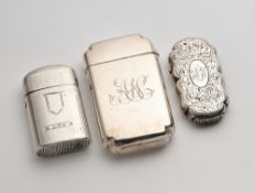 THREE VICTORIAN SILVER VESTA CASES, COLIN HEWER CHESHIRE, BIRMINGHAM,