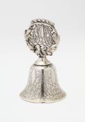A VICTORIAN PARCEL-GILT-SILVER TABLE BELL, EDWARD KER REID, LONDON, 1872