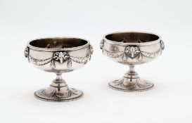 A PAIR OF VICTORIAN SILVER SALT CELLARS, EDWARD KER REID, LONDON, 1865