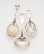 THREE VICTORIAN SILVER CADDY SPOONS, LIAS & SON, LONDON, 1837-71