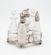A VICTORIAN SILVER CRUET SET, C.T. & G. FOX, LONDON, 1864