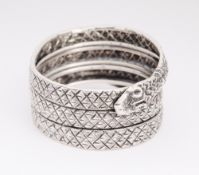 A VICTORIAN SILVER NOVELTY 'SNAKE' NAPKIN RING, MAPPIN & WEBB, BIRMINGHAM, 1888