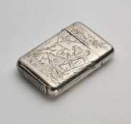 A VICTORIAN SILVER VESTA CASE, S. MORDAN & CO., LONDON, 1882