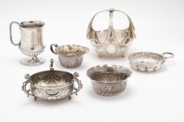 A GROUP OF SIX PIECES OF ASSORTED VICTORIAN SILVER, 1871-85