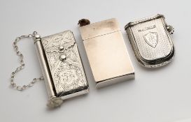 THREE VICTORIAN SILVER COMBINED SLOW MATCH VESTA CASES, GEORGE UNITE, BIRMINGHAM, 1867 / 80 / 82