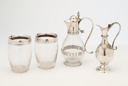 TWO VICTORIAN SILVER SMALL COMMUNION CRUETS, LONDON, 1864 / 86