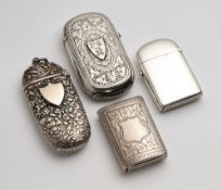 FOUR VICTORIAN SILVER VESTA CASES, GEORGE UNITE, BIRMINGHAM, 1874-83