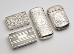 FOUR VICTORIAN SILVER VESTA CASES, GEORGE UNITE, BIRMINGHAM, 1856-78