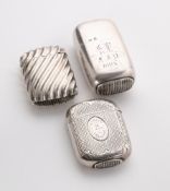 THREE VICTORIAN SILVER VESTA CASES, BIRMINGHAM, 1881 / 83 / 88