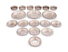 A SET OF SIX ITALIAN SILVER SMALL COASTERS, GIUSEPPE BRUSA, MILAN, THIRD QUARTER 19TH CENTURY