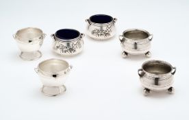 THREE PAIRS OF VICTORIAN SILVER 'CAULDRON' SALT CELLARS, LONDON, 1862-79